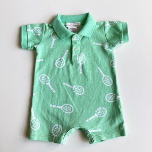 Beaufort Bonnet "Sir Proper" Romper "Make a Racquet", 0-3 Months